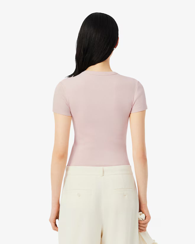 Camiseta De Algodón Acanalada Al Cuerpo