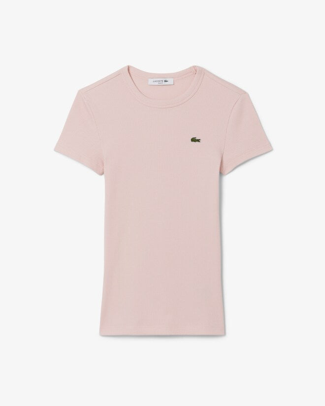 Camiseta De Algodón Acanalada Al Cuerpo