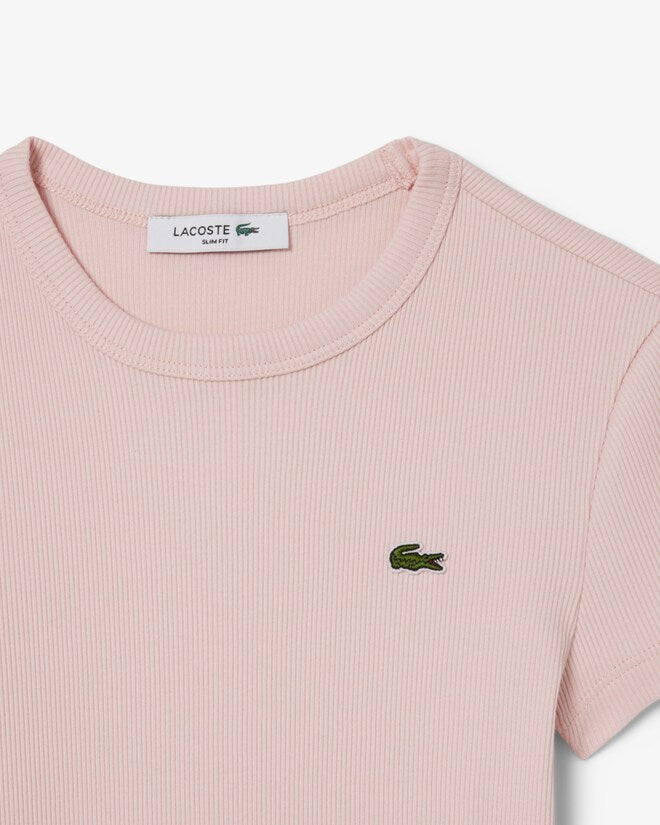 Camiseta De Algodón Acanalada Al Cuerpo