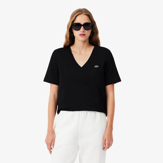 Camiseta De Algodón Suave Cuello En V Fit Relax