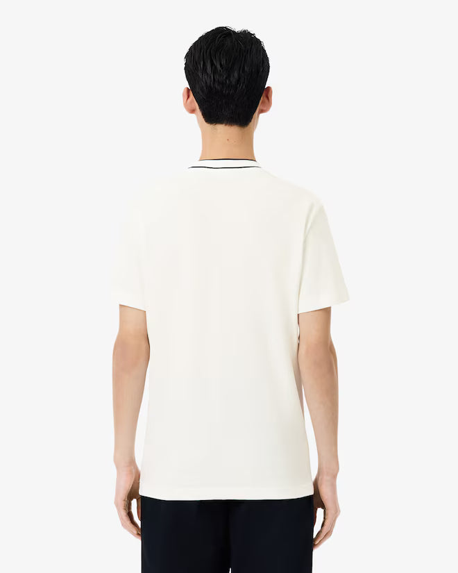 Camiseta De Piqué Elastizado Con Cuello Rayado