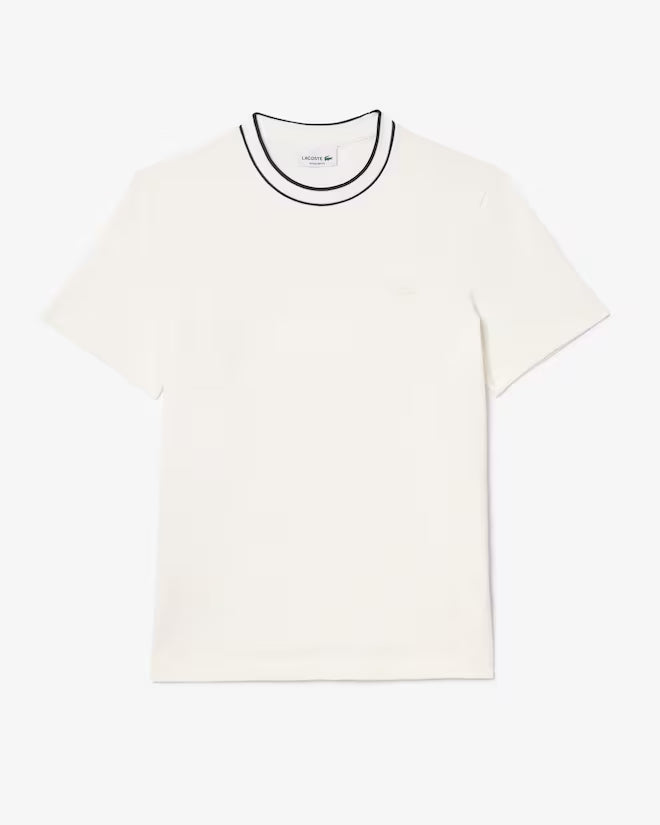 Camiseta De Piqué Elastizado Con Cuello Rayado