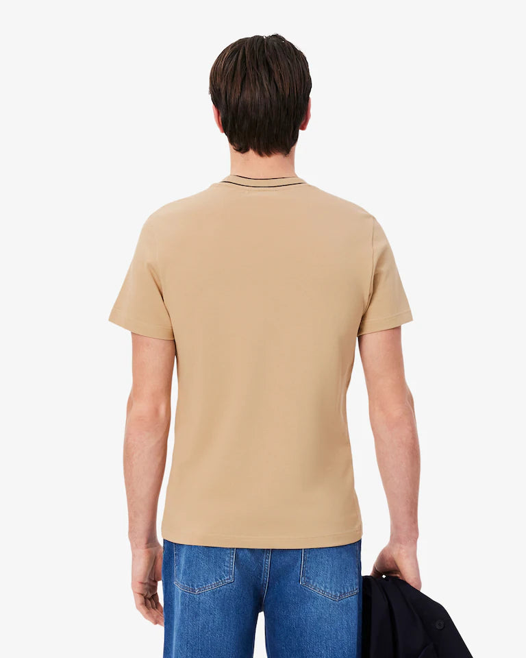 Camiseta De Piqué Elastizado Con Cuello Rayado
