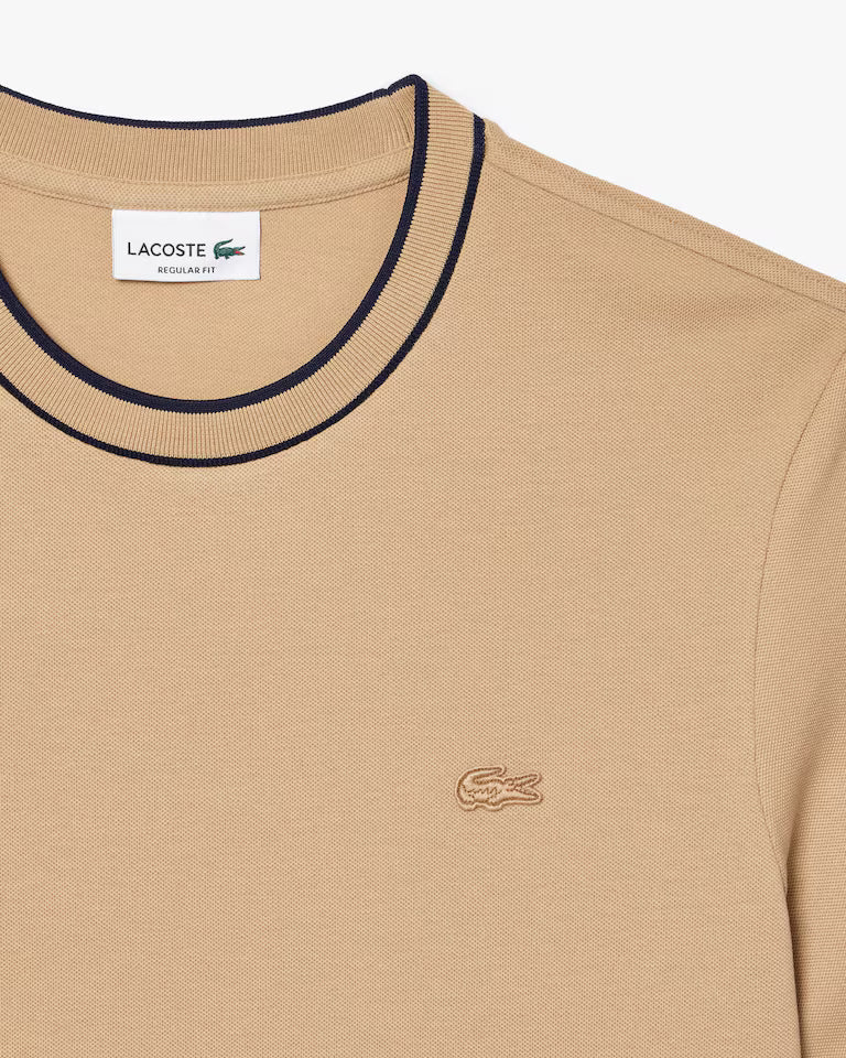 Camiseta De Piqué Elastizado Con Cuello Rayado