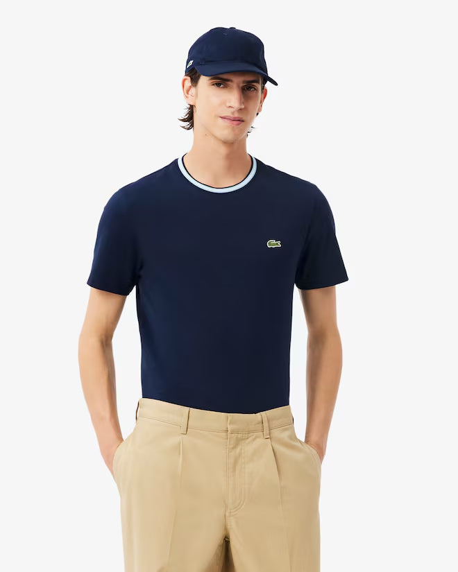 Camiseta De Algodón Con Cuello Acanalado Fit Regular