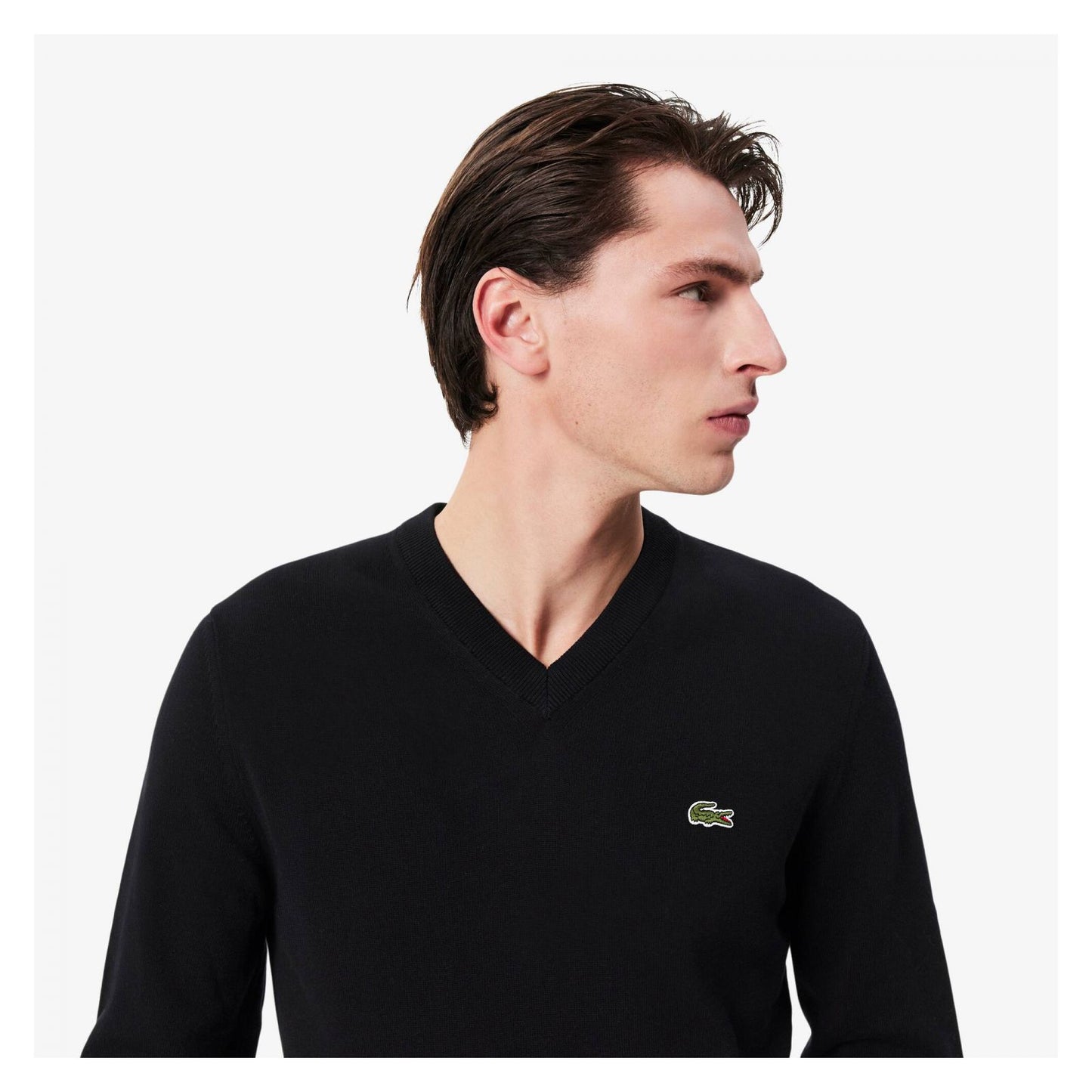 Suéter De Algodón Monocromático Con Cuello En V