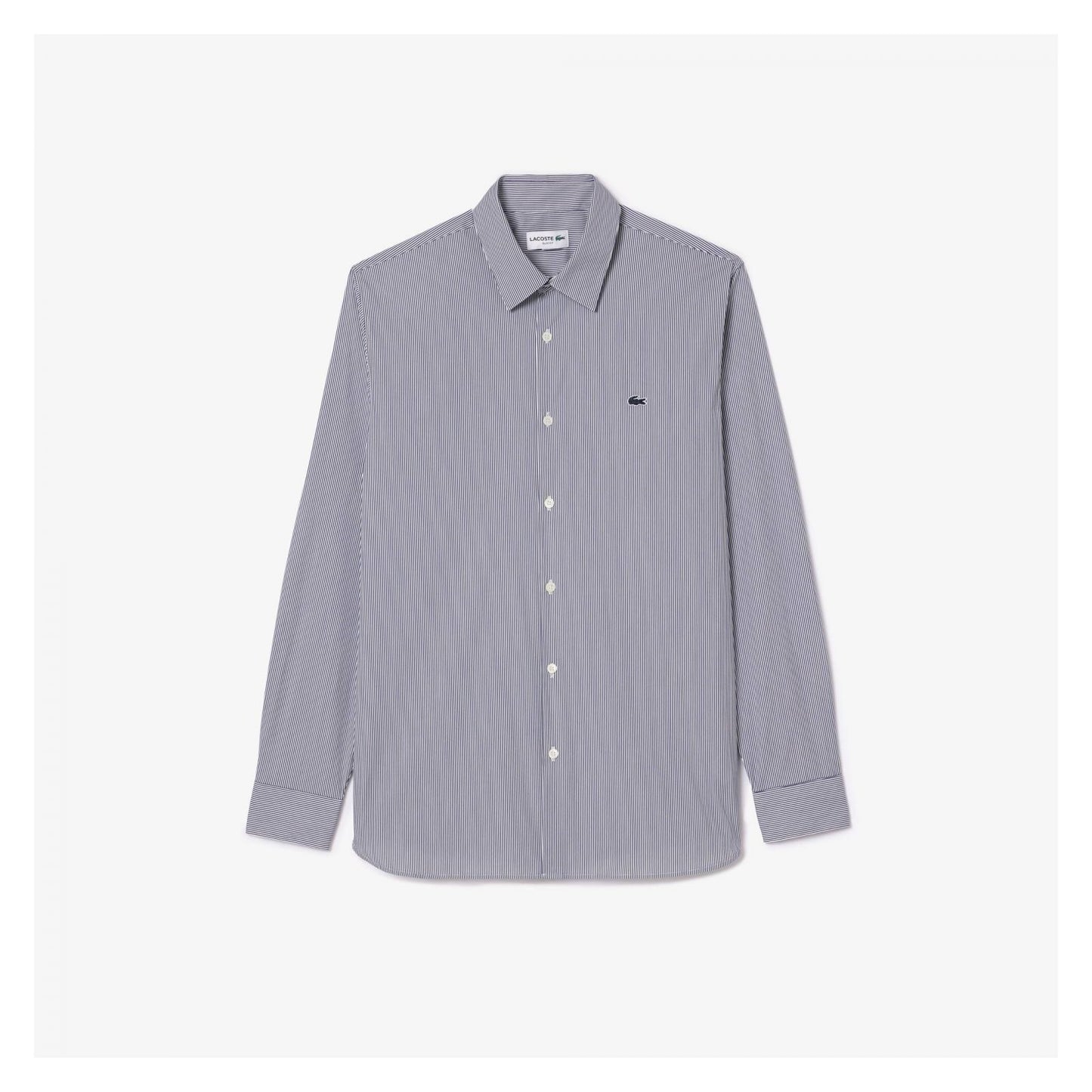 Camisa De Poplin Rayada Elastizada Slim Fit