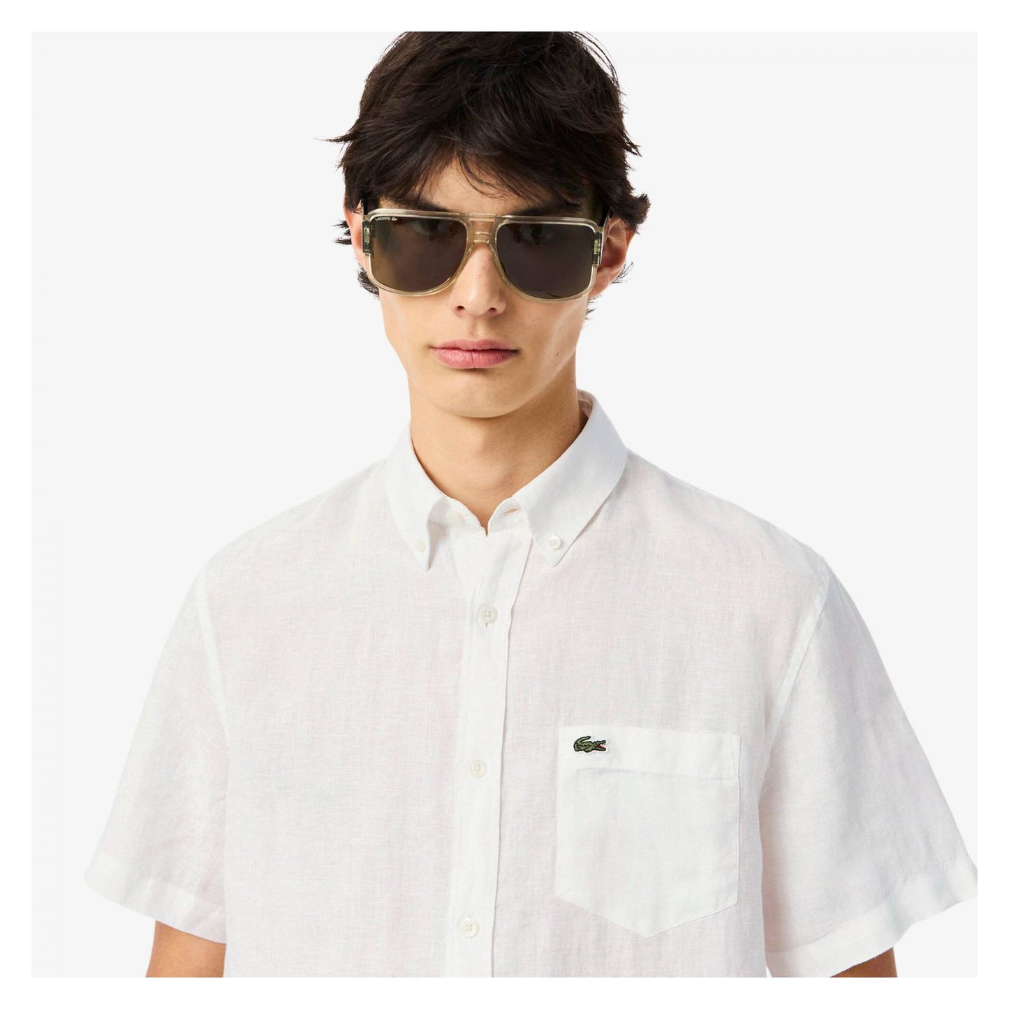 Camisa De Lino Manga Corta