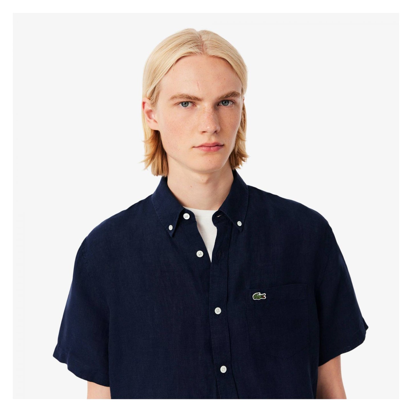 Camisa De Lino Manga Corta