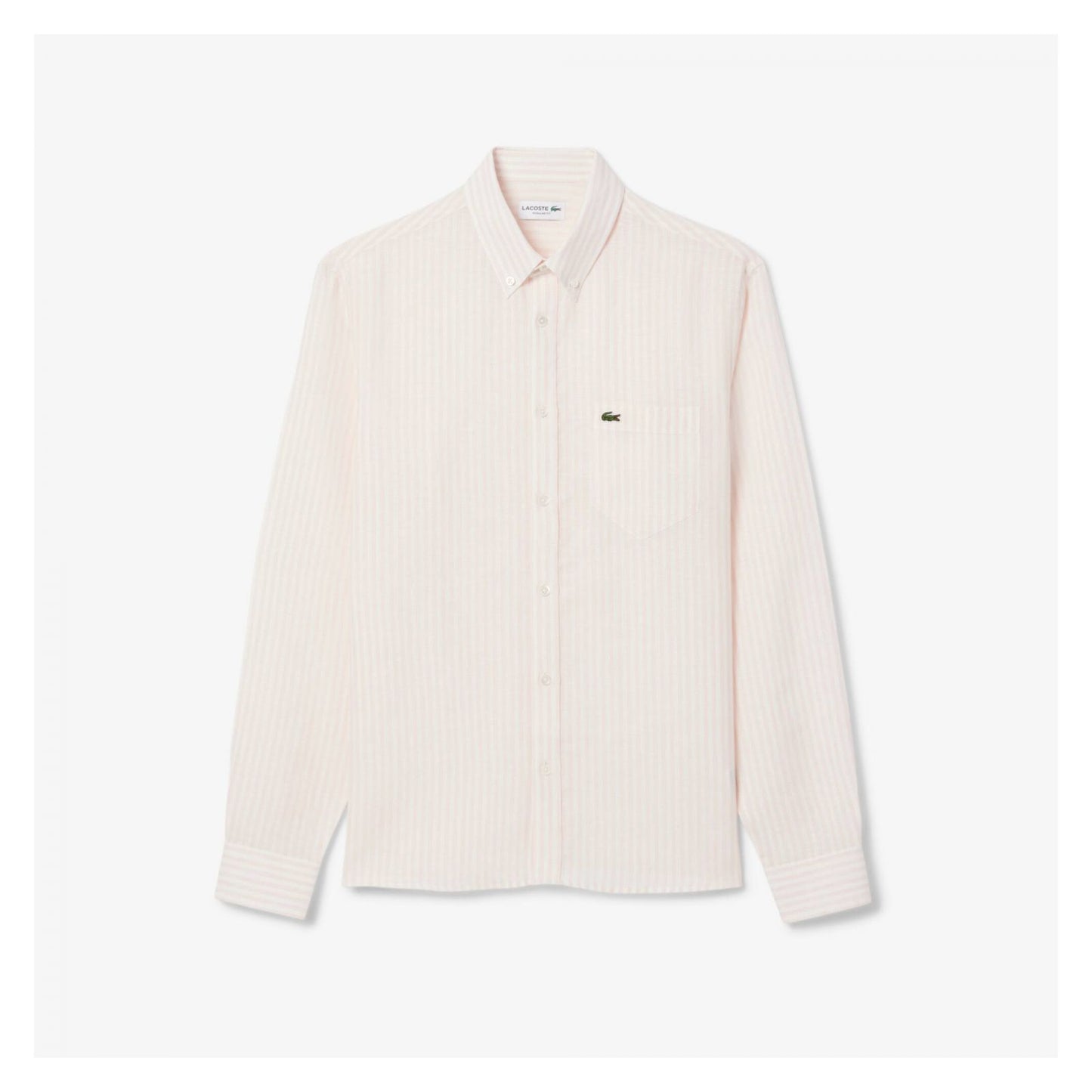 Camisa De Lino Rayada Fit Regular