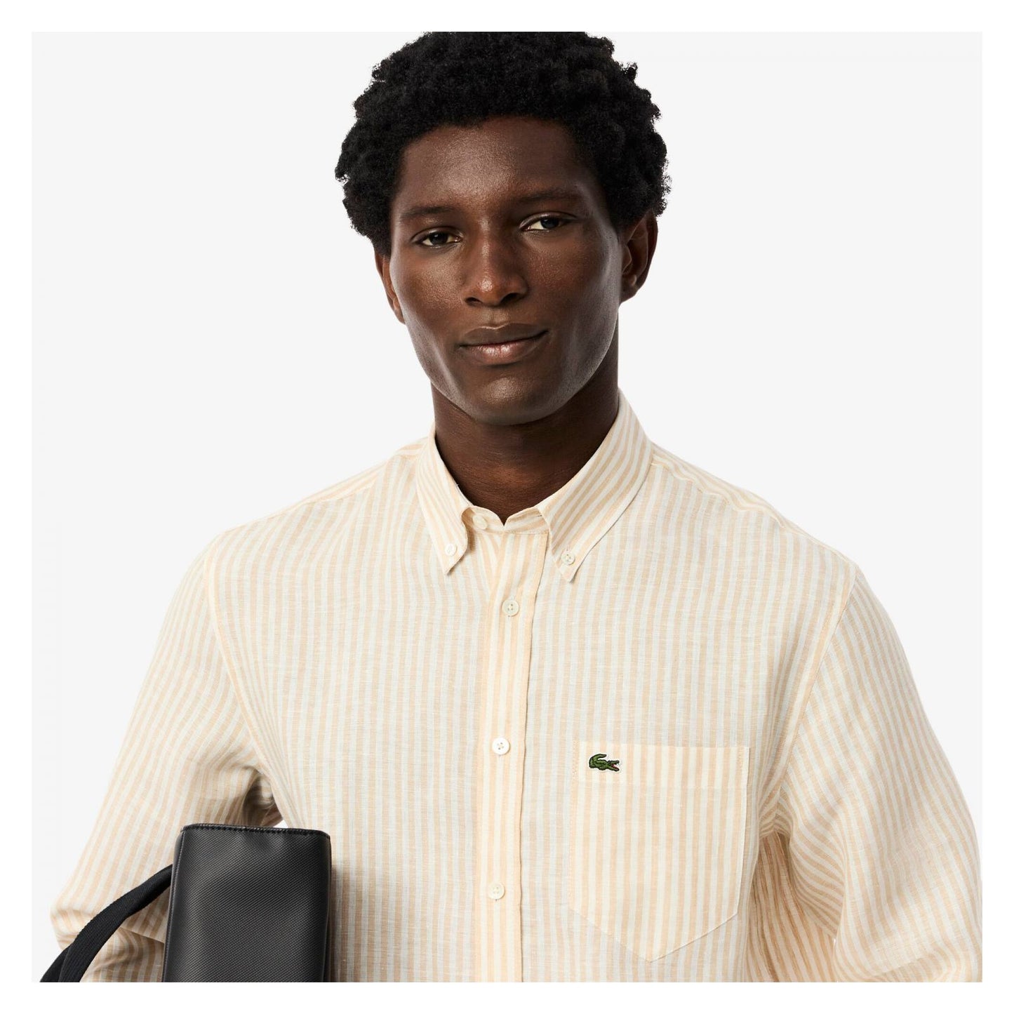 Camisa De Lino Rayada Fit Regular