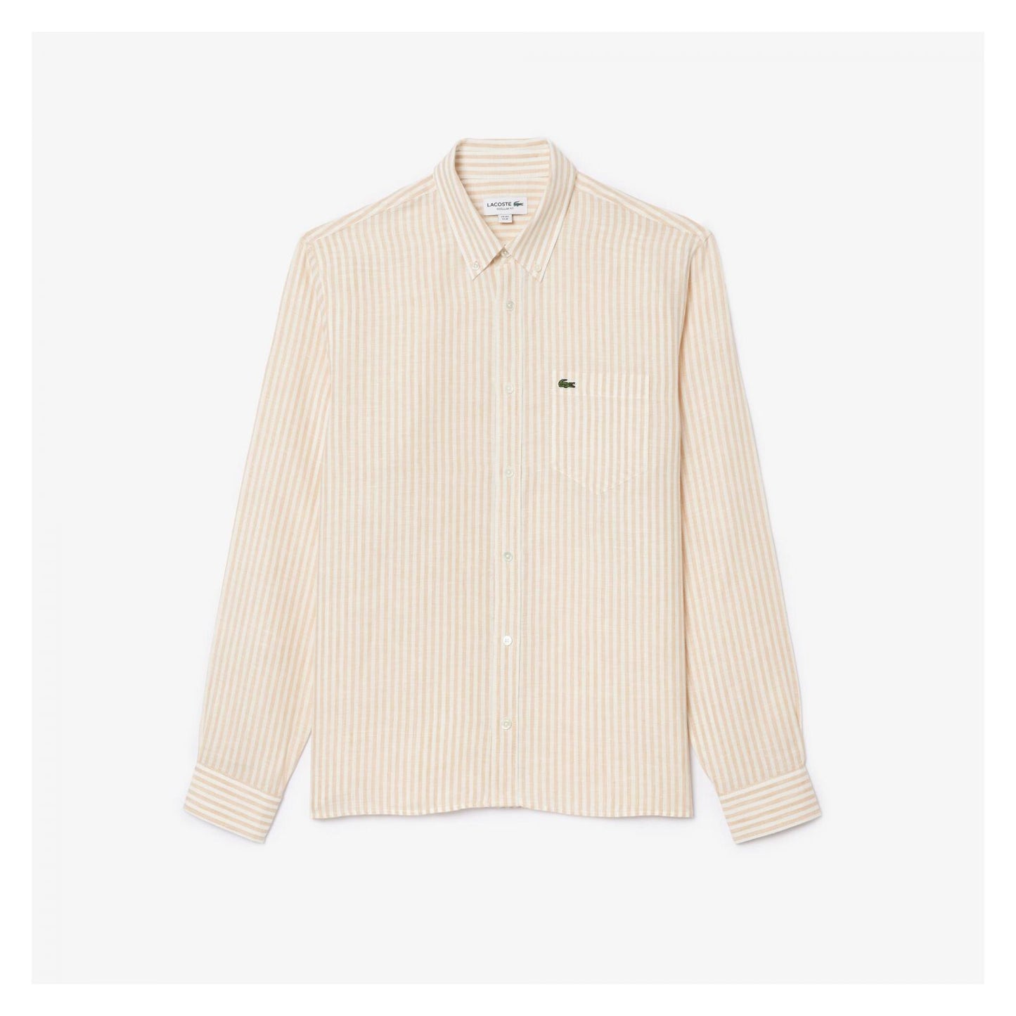 Camisa De Lino Rayada Fit Regular