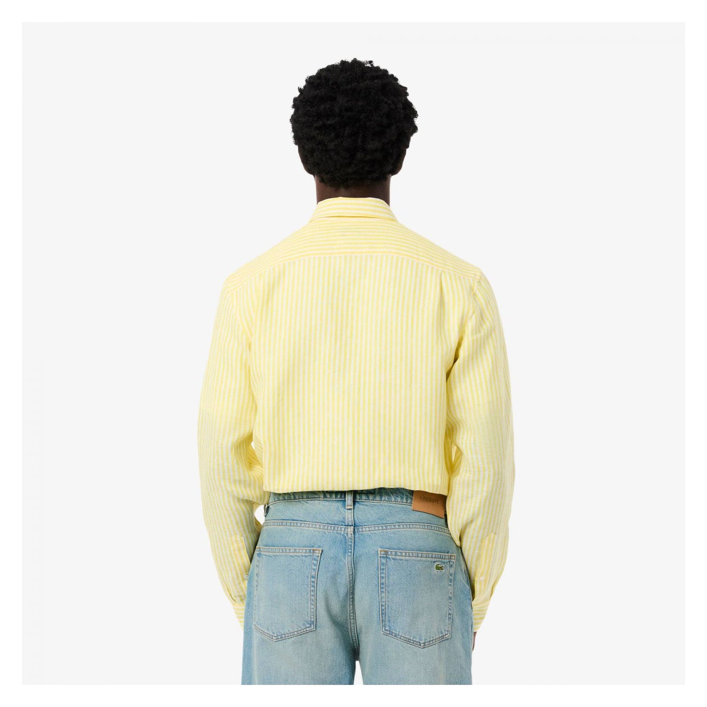 Camisa De Lino Rayada Fit Regular