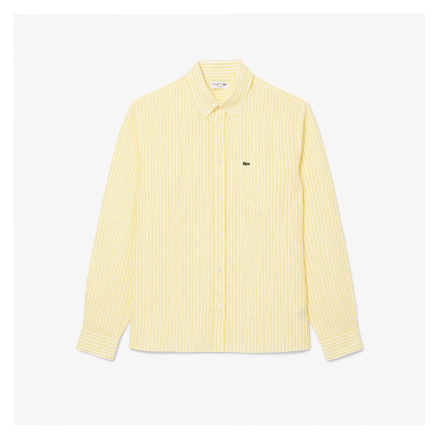 Camisa De Lino Rayada Fit Regular