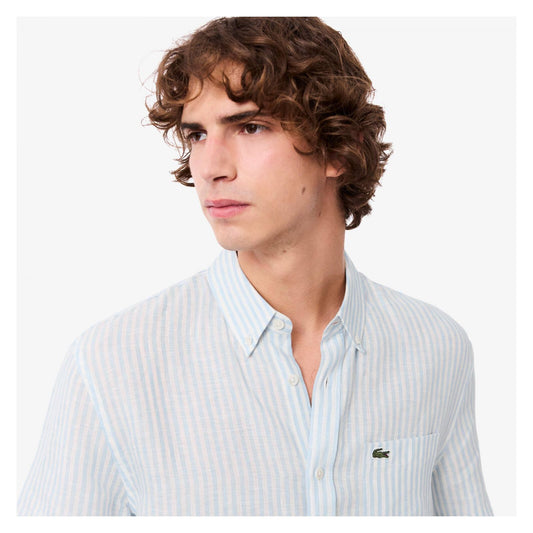 Camisa De Lino Manga Corta Fit Regular
