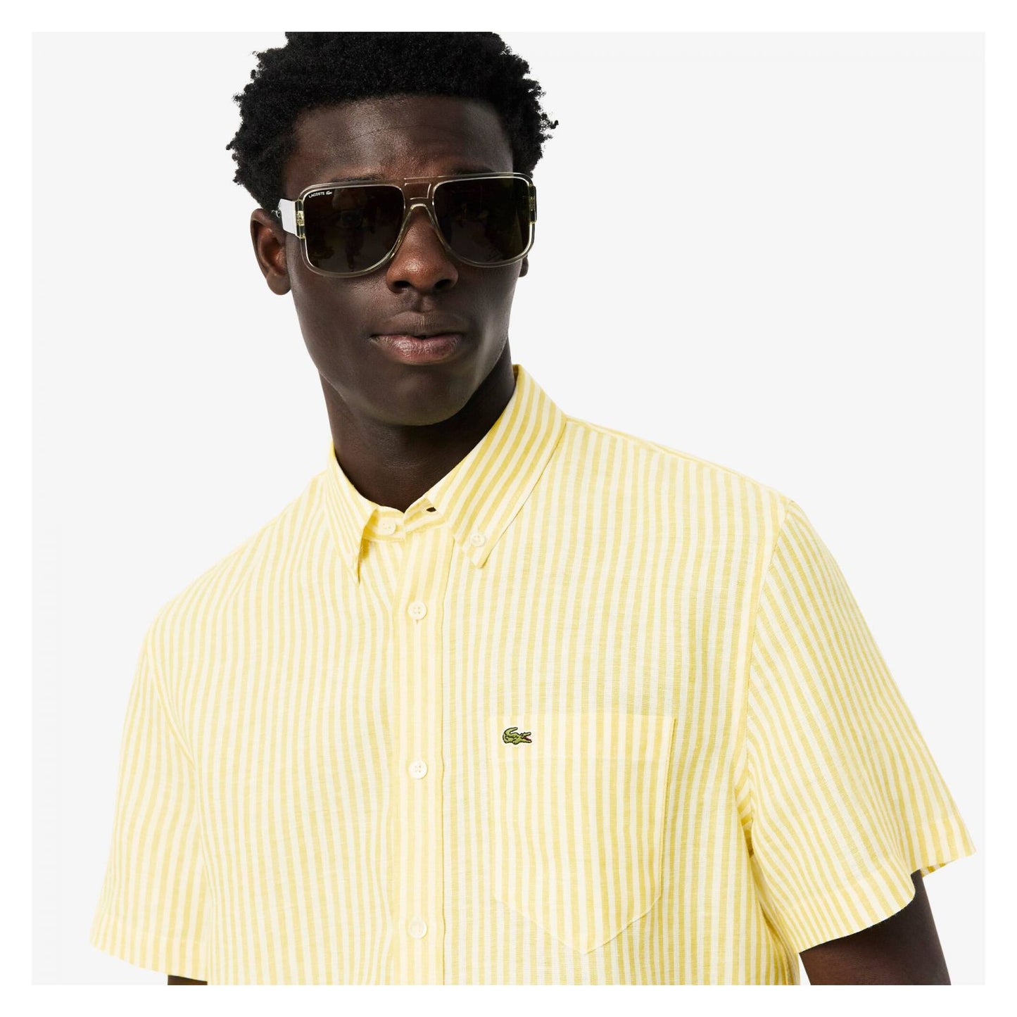 Camisa De Lino Manga Corta Fit Regular