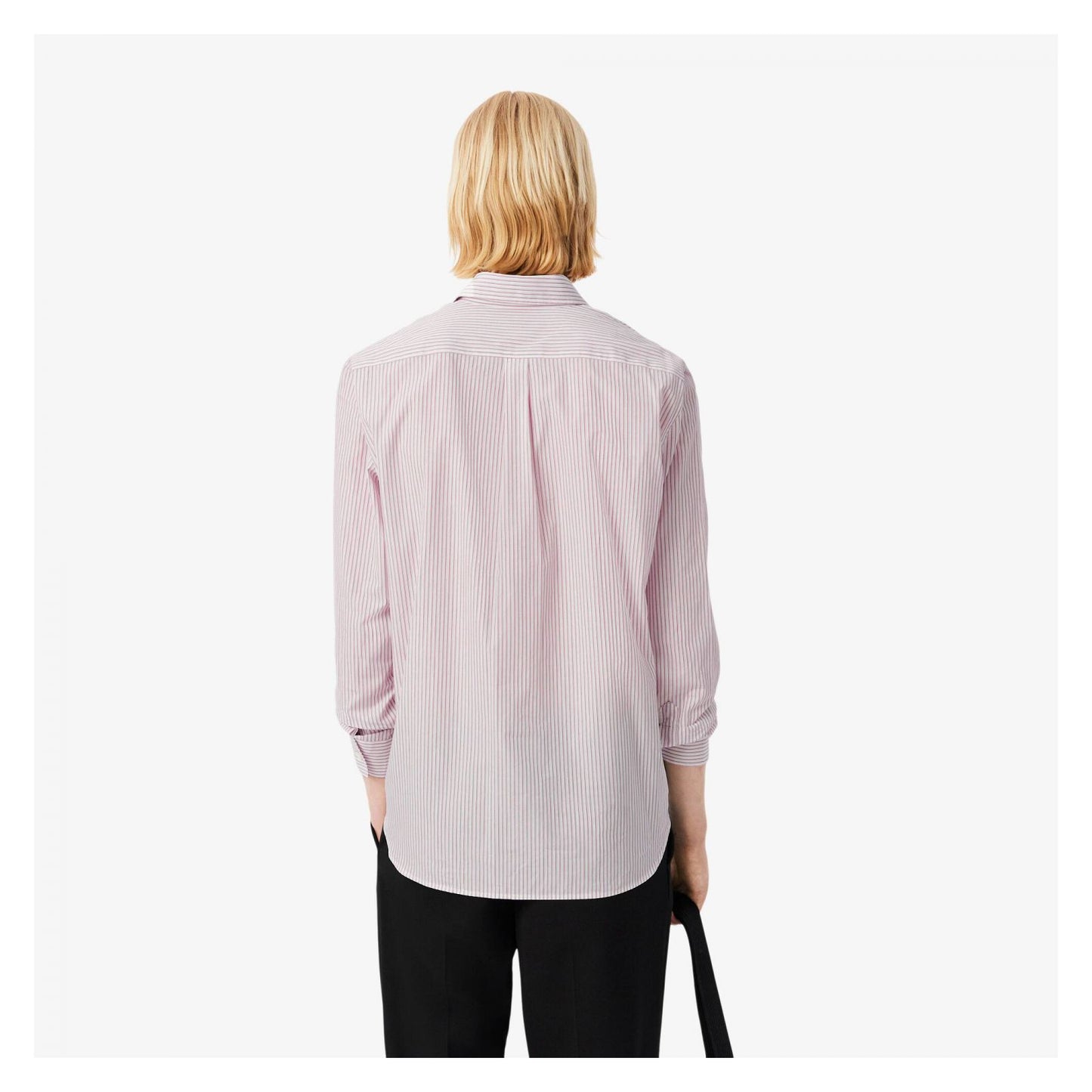 Camisa De Popelin A Rayas De Corte Regular
