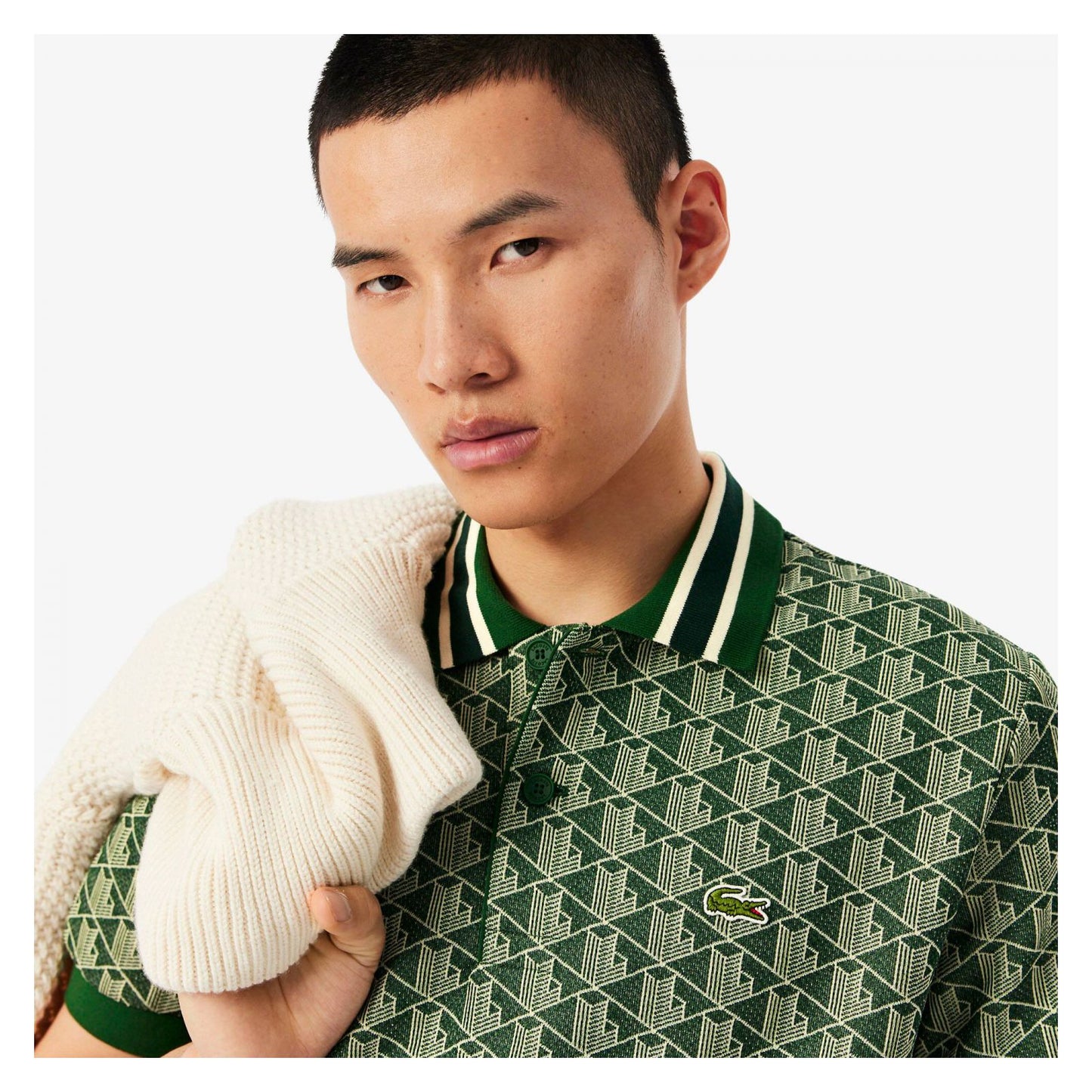 Polo Con Monograma En Jacquard Fit Clásico