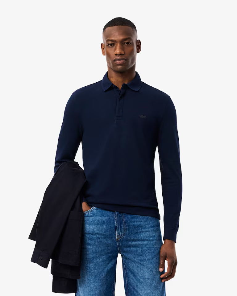 Polo Paris De Piqué Elástico De Corte Regular Manga Larga