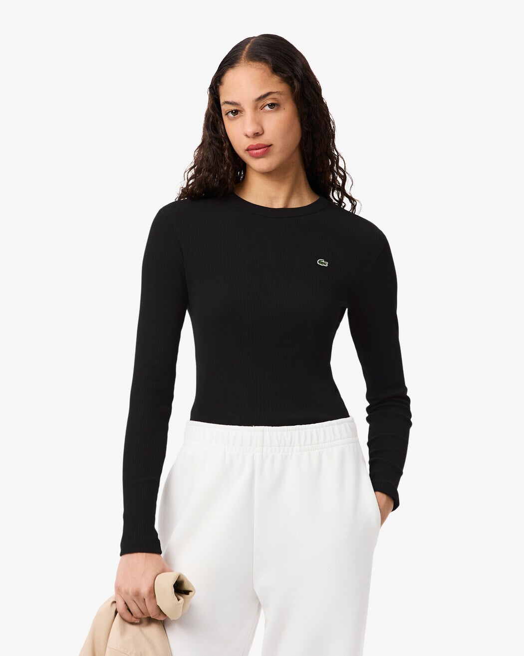 Camiseta De Algodón Acanalada Al Cuerpo