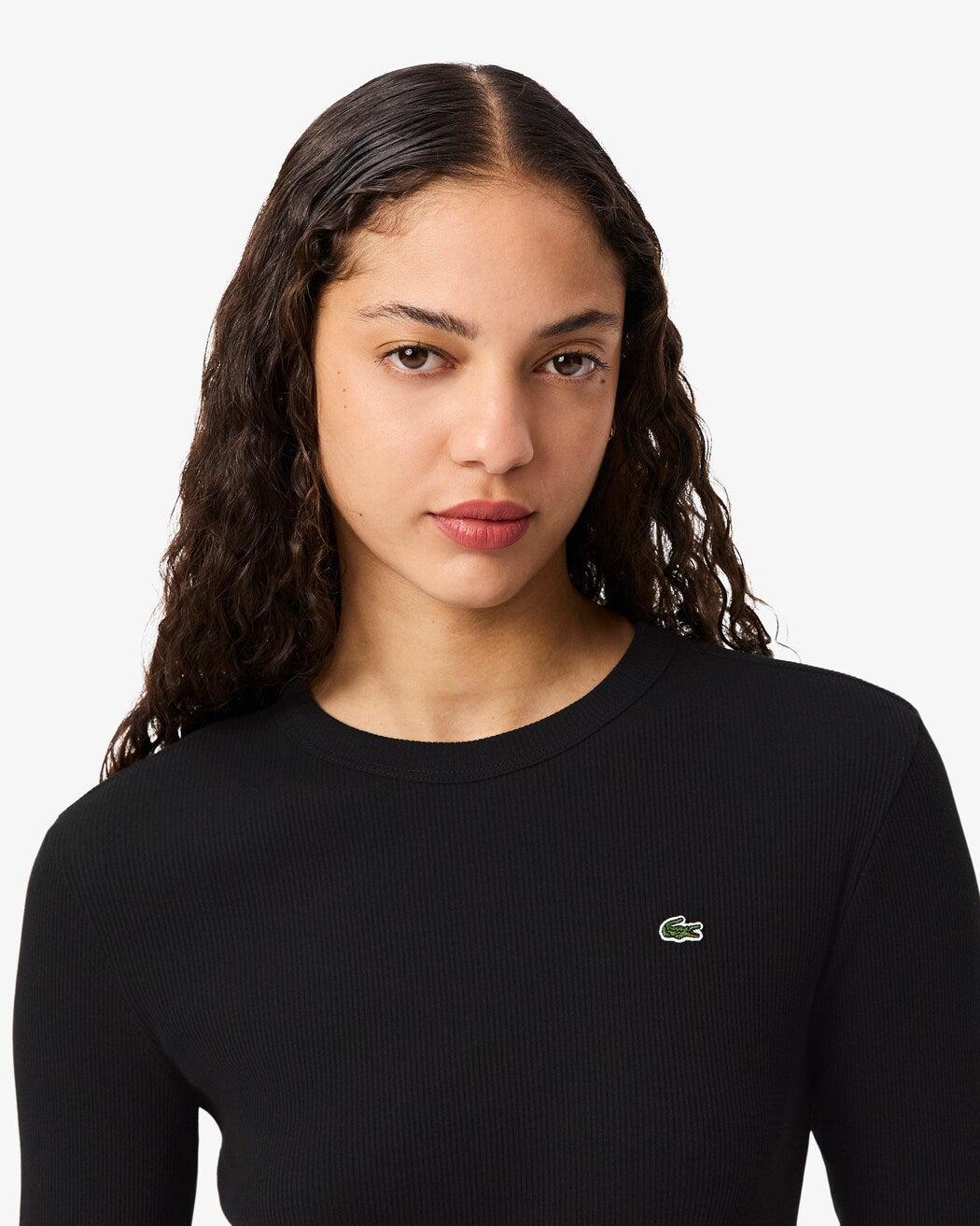 Camiseta De Algodón Acanalada Al Cuerpo
