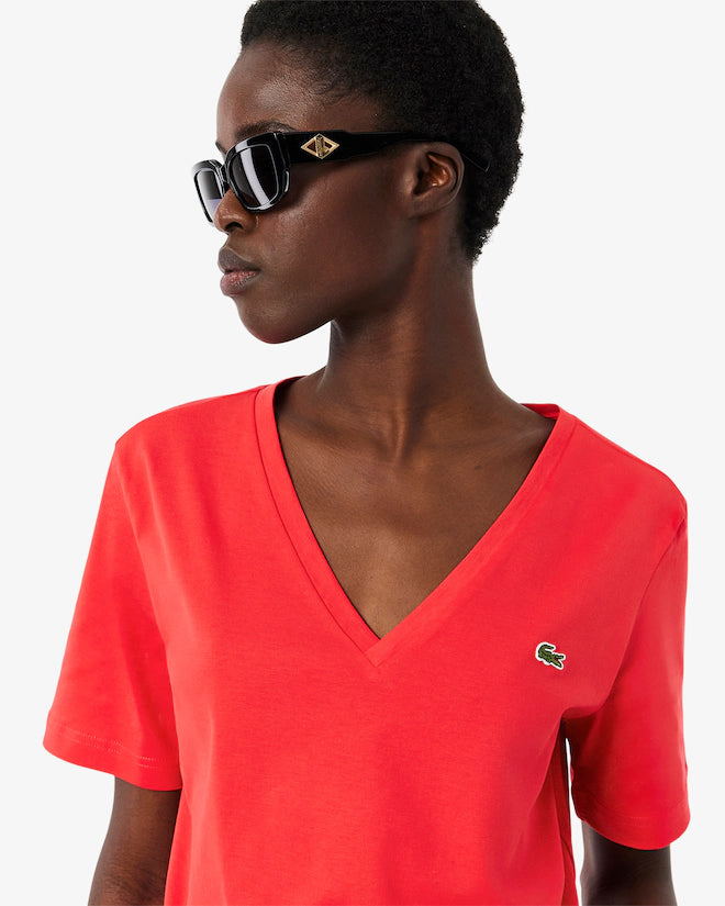 Camiseta De Algodón Suave Cuello En V Fit Relax