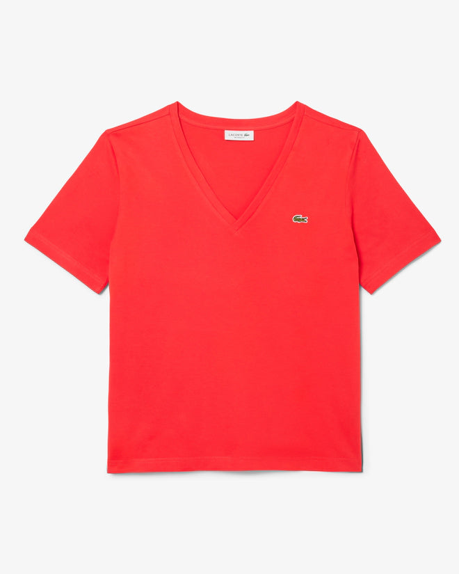 Camiseta De Algodón Suave Cuello En V Fit Relax